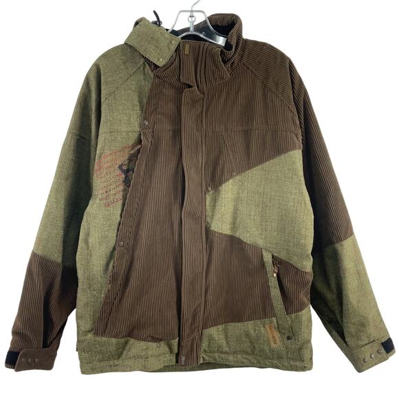 Obermeyer Green/Brown Corduroy Patchwork Ski Jacket Boys’ Size 18 Preowned